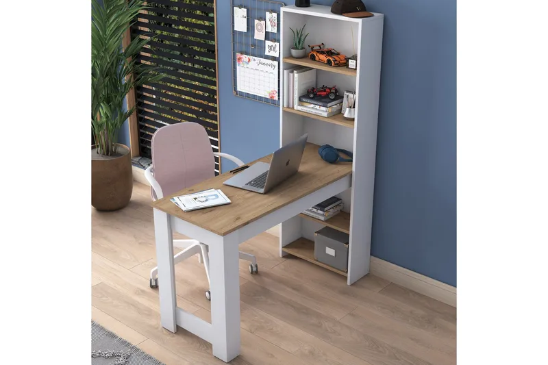 Jaan Skrivbord 53,8x120 cm Vit/Brun - Hanah Home - Möbler - Hemmakontor - Skrivbord