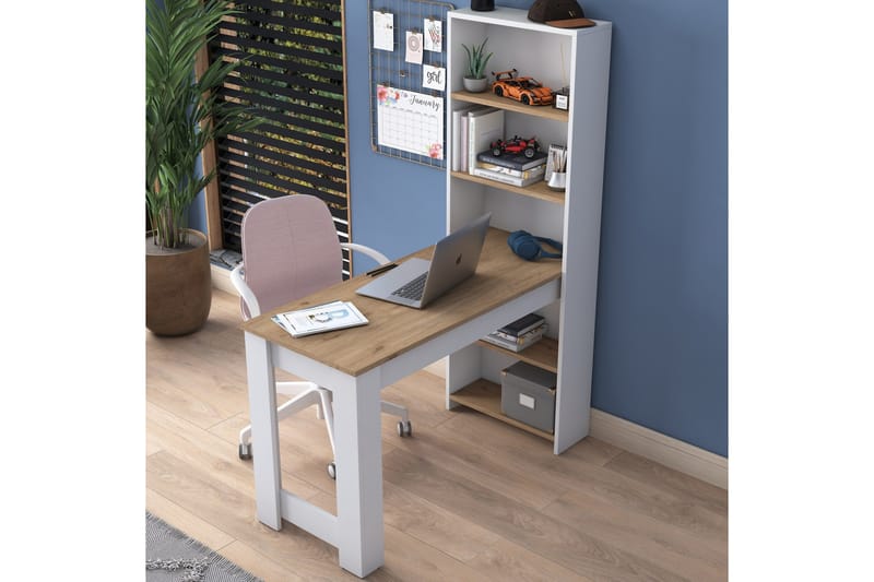 Jaan Skrivbord 53,8x120 cm Vit/Brun - Hanah Home - Möbler - Hemmakontor - Skrivbord
