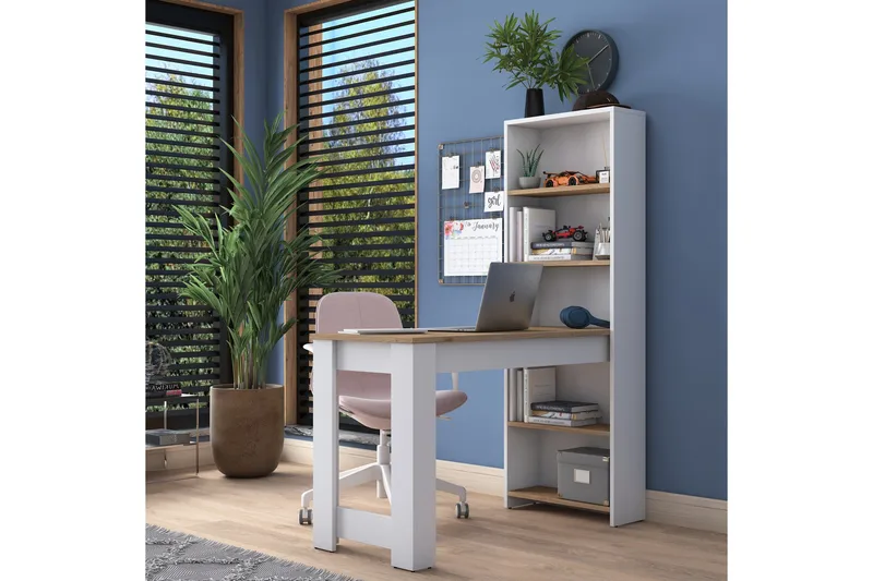 Jaan Skrivbord 53,8x120 cm Vit/Brun - Hanah Home - Möbler - Hemmakontor - Skrivbord
