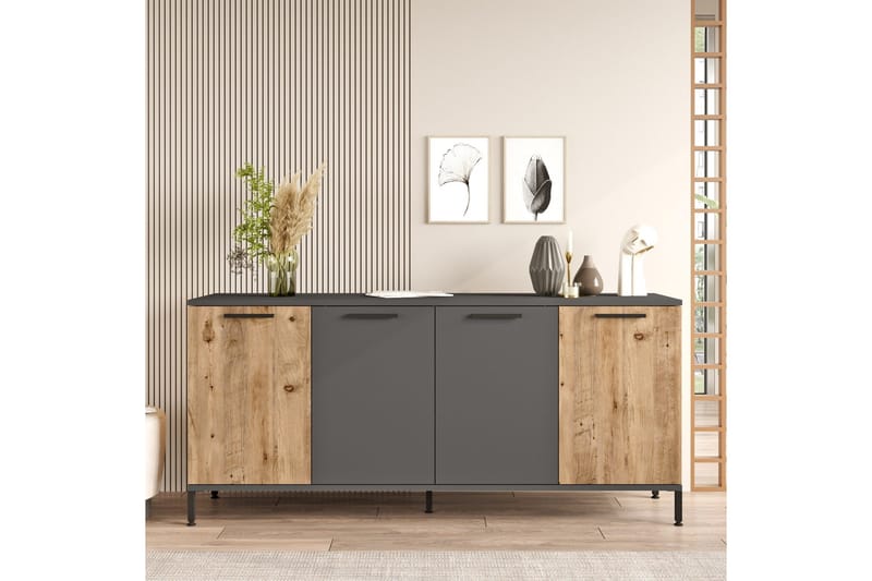 Jagmal Konsollbord 160x71,8 cm Antracit/Brun - Hanah Home - Möbler - Vardagsrum - Soffbord & vardagsrumsbord - Avlastningsbord & konsolbord