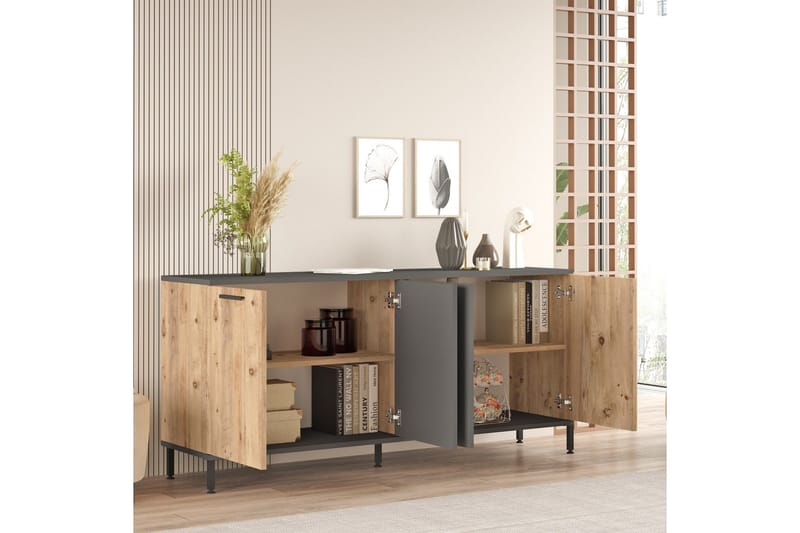 Jagmal Konsollbord 160x71,8 cm Antracit/Brun - Hanah Home - Möbler - Vardagsrum - Soffbord & vardagsrumsbord - Avlastningsbord & konsolbord