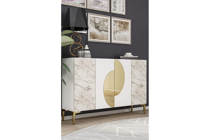 Jorel Konsollbord 120 cm - Vit/Guld - Möbler - Vardagsrum - Soffbord & vardagsrumsbord - Avlastningsbord & konsolbord