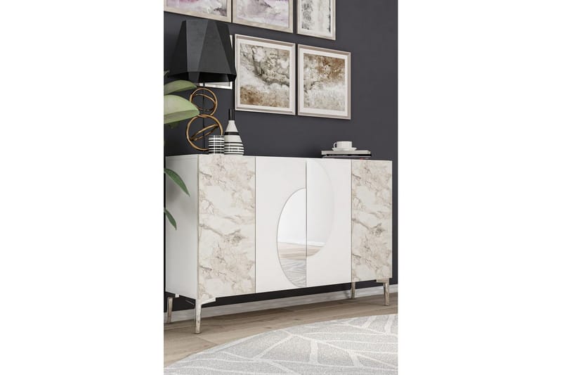 Jorel Konsollbord 120 cm - Vit/Silver - Möbler - Vardagsrum - Soffbord & vardagsrumsbord - Avlastningsbord & konsolbord