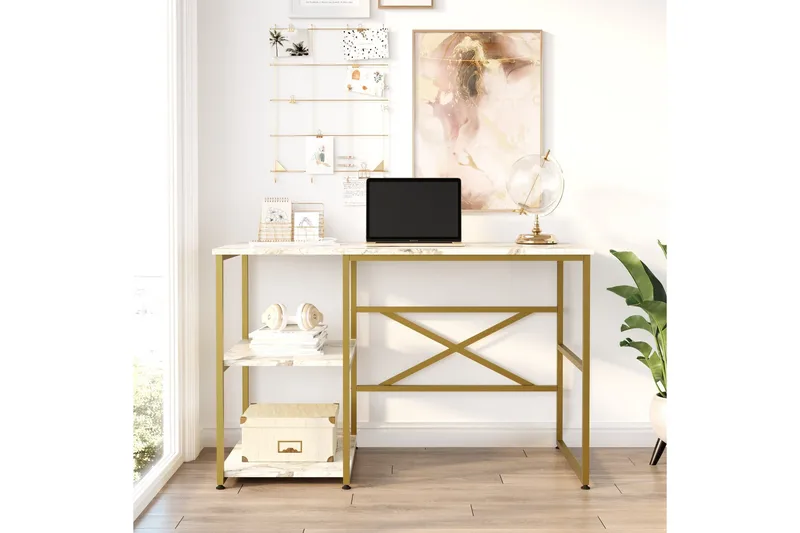 Juna Skrivbord 120x60 cm Vit/Guld - Hanah Home - Möbler - Hemmakontor - Skrivbord