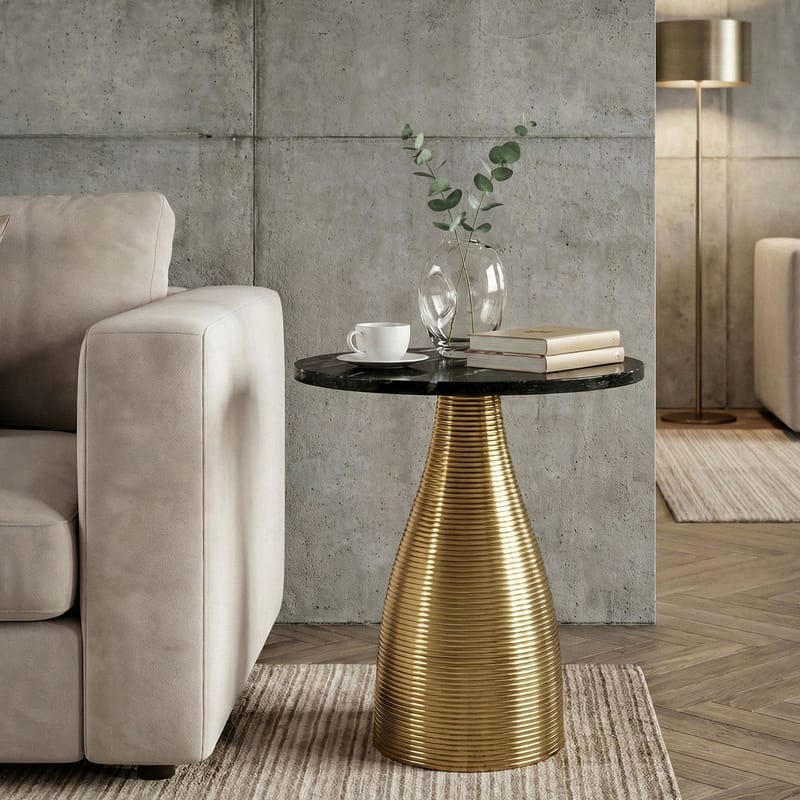 Junara Sidobord 40 cm - Svart och guld - Möbler - Vardagsrum - Soffbord & vardagsrumsbord - Brickbord