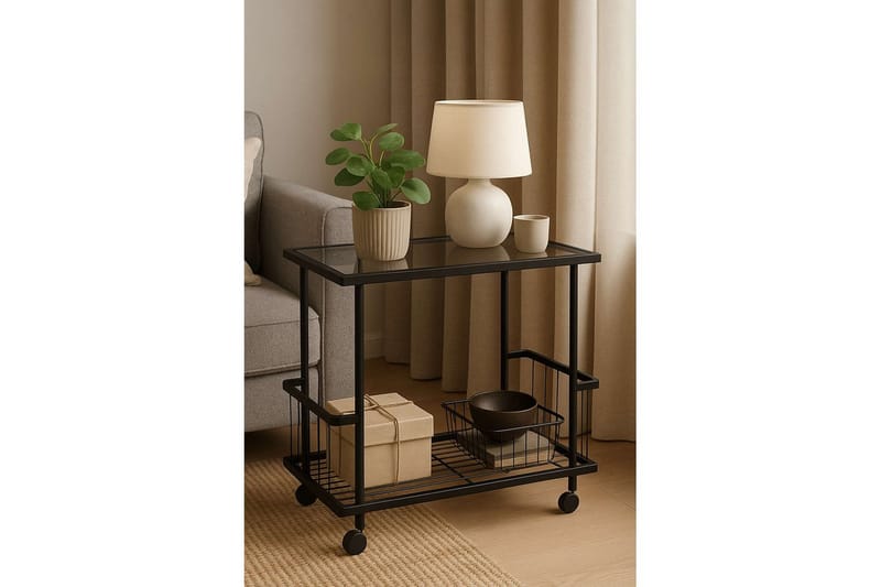 Kallin Sidobord 60x36 cm, Svart/Grå