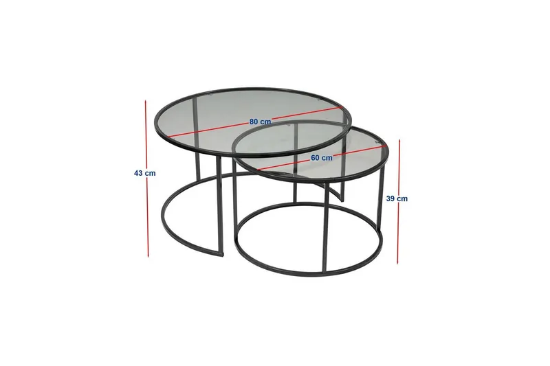 Kashiwa Soffbord 80 cm - Svart - Möbler - Vardagsrum - Soffbord & vardagsrumsbord - Satsbord