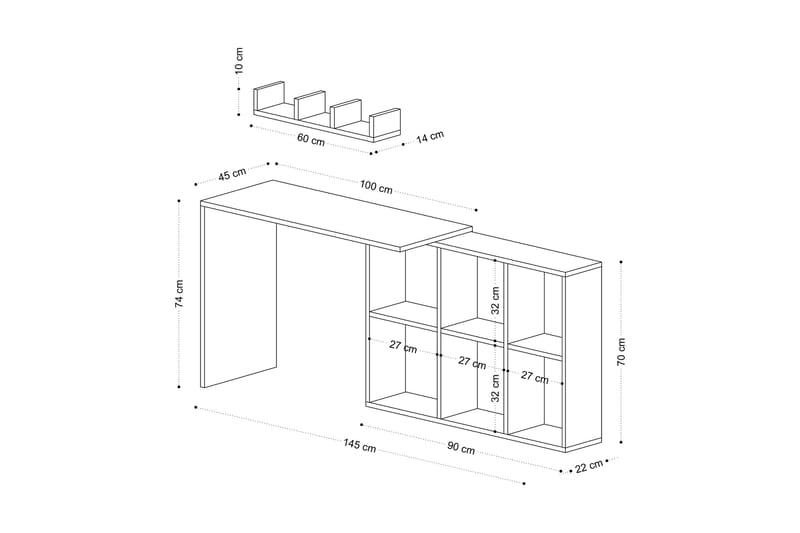KAUS Skrivbord 74x45 cm Vit/Brun - Möbler - Hemmakontor - Skrivbord