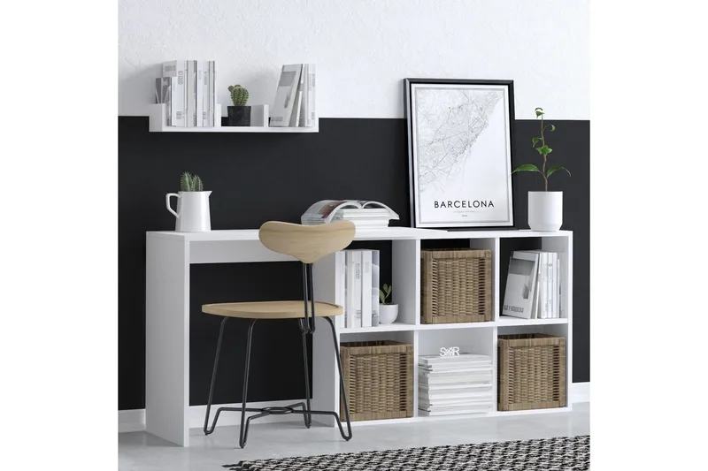 Kaus Skrivbord 74x45 cm Vit/Brun - Hanah Home - Möbler - Hemmakontor - Skrivbord