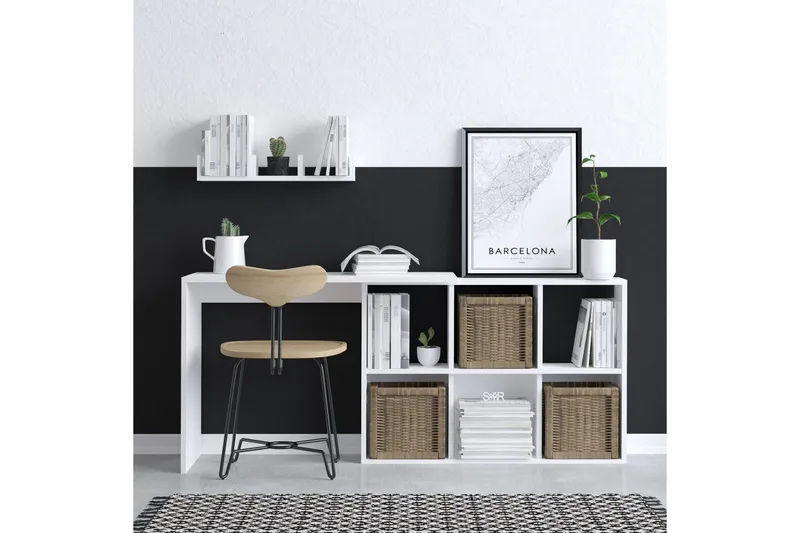 Kaus Skrivbord 74x45 cm Vit/Brun - Hanah Home - Möbler - Hemmakontor - Skrivbord