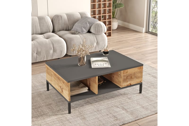 KAUSHAR Soffbord 90x60 cm Mörkblå/Svart - Möbler - Vardagsrum - Soffbord & vardagsrumsbord - Soffbord