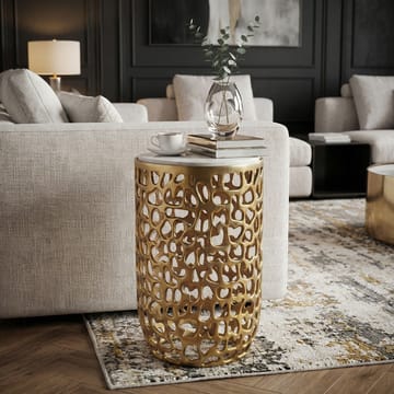 Kelilo Sidobord 30 cm - vit och guld - Möbler - Vardagsrum - Soffbord & vardagsrumsbord - Brickbord