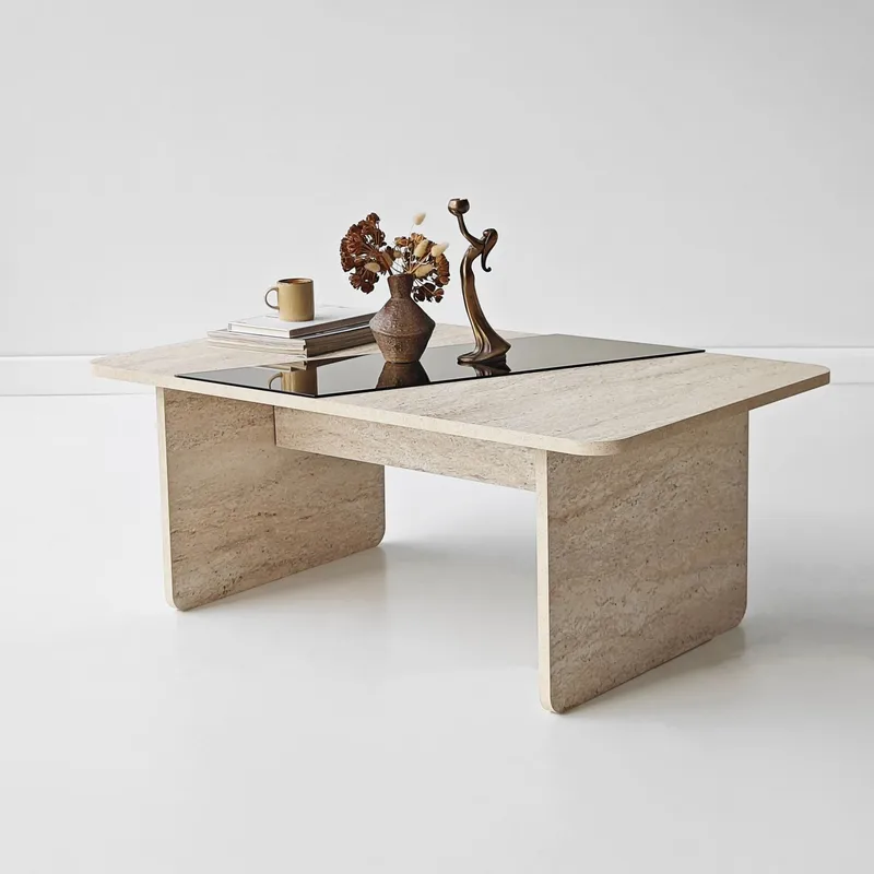 Kelrosin Soffbord Rektangulär - Bronzie Och Travertin - Möbler - Vardagsrum - Soffbord & vardagsrumsbord - Soffbord