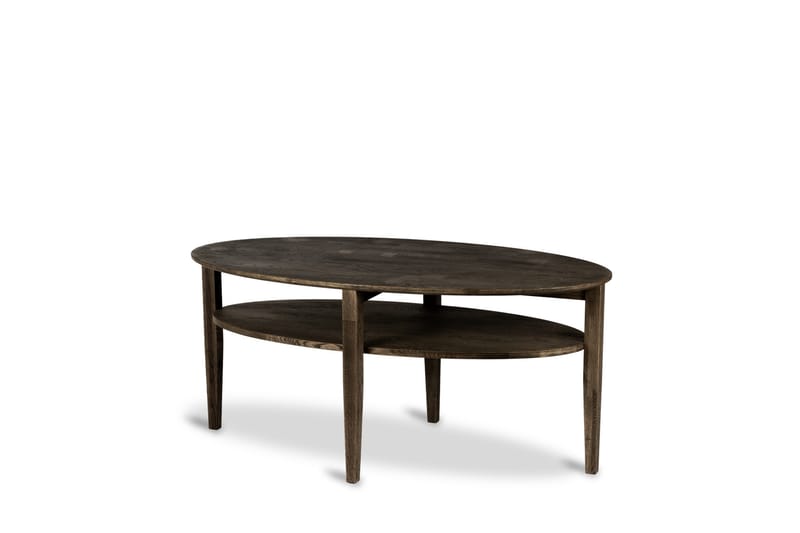 Kenton Ovalt Soffbord 130x70 cm i massivt trä, Mörkbrun
