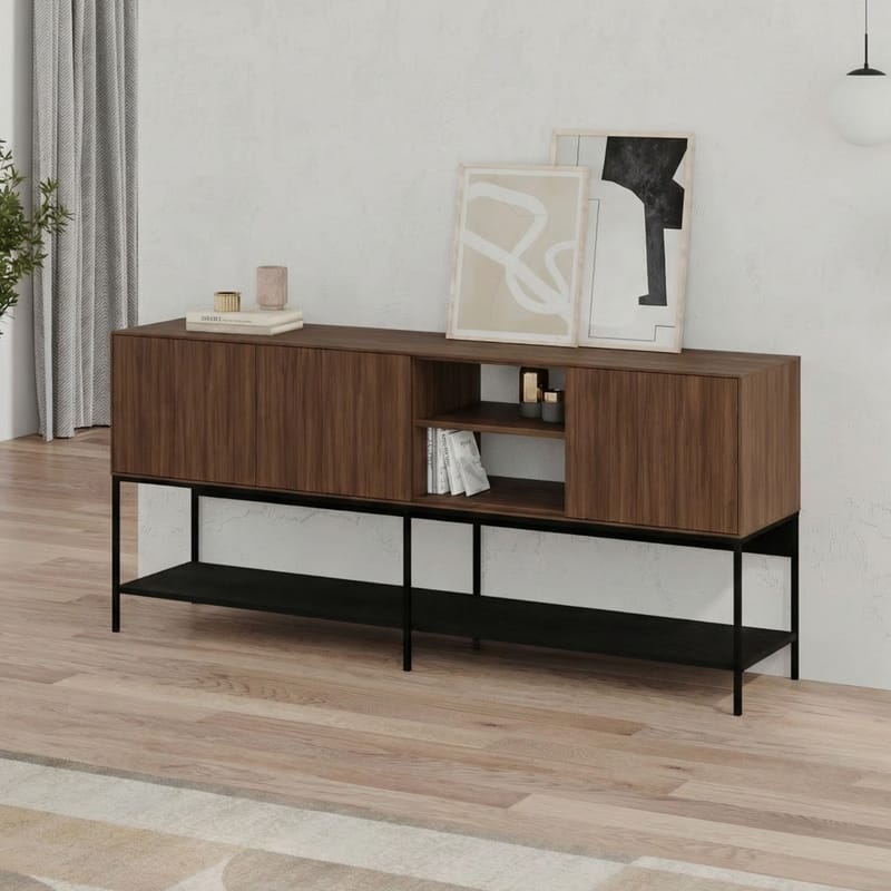 Kenvor Konsol 180x80x40 cm - Milano Walnut, Wood Black, Black - Möbler - Vardagsrum - Soffbord & vardagsrumsbord - Avlastningsbord & konsolbord