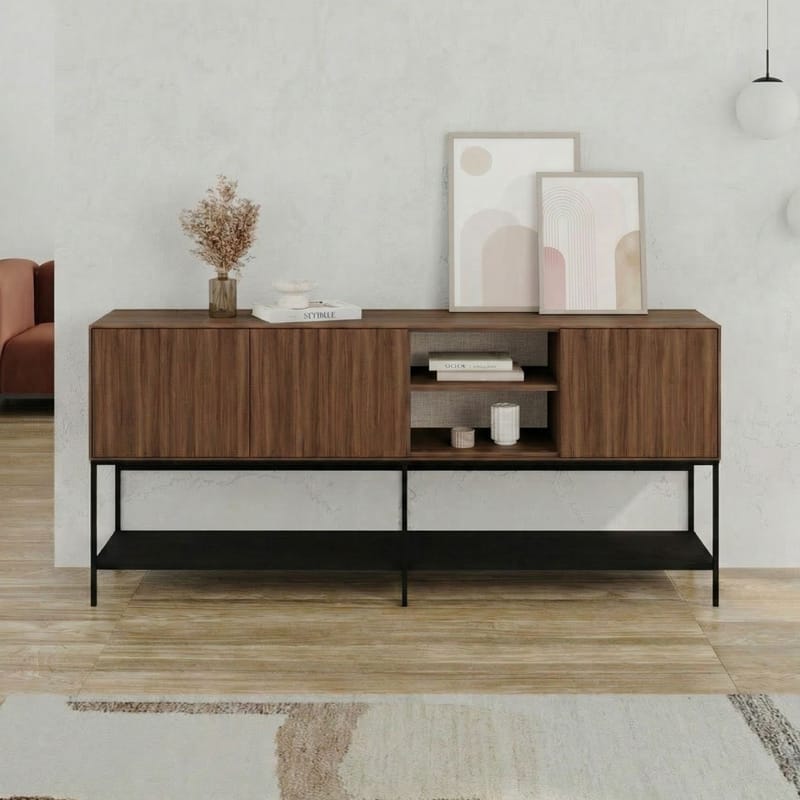 Kenvor Konsol 180x80x40 cm - Milano Walnut, Wood Black, Black - Möbler - Vardagsrum - Soffbord & vardagsrumsbord - Avlastningsbord & konsolbord