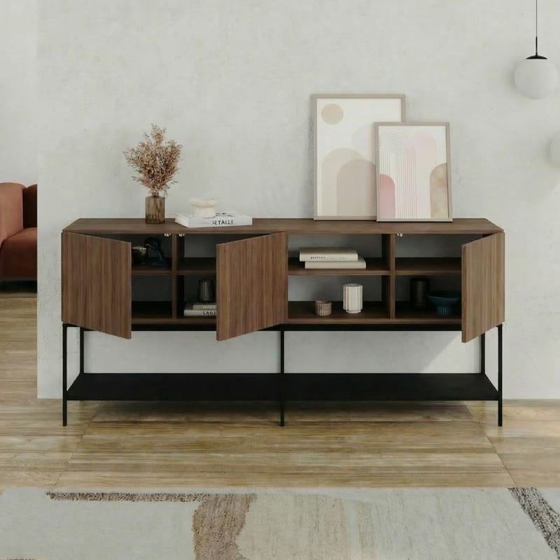 Kenvor Konsol 180x80x40 cm - Milano Walnut, Wood Black, Black - Möbler - Vardagsrum - Soffbord & vardagsrumsbord - Avlastningsbord & konsolbord