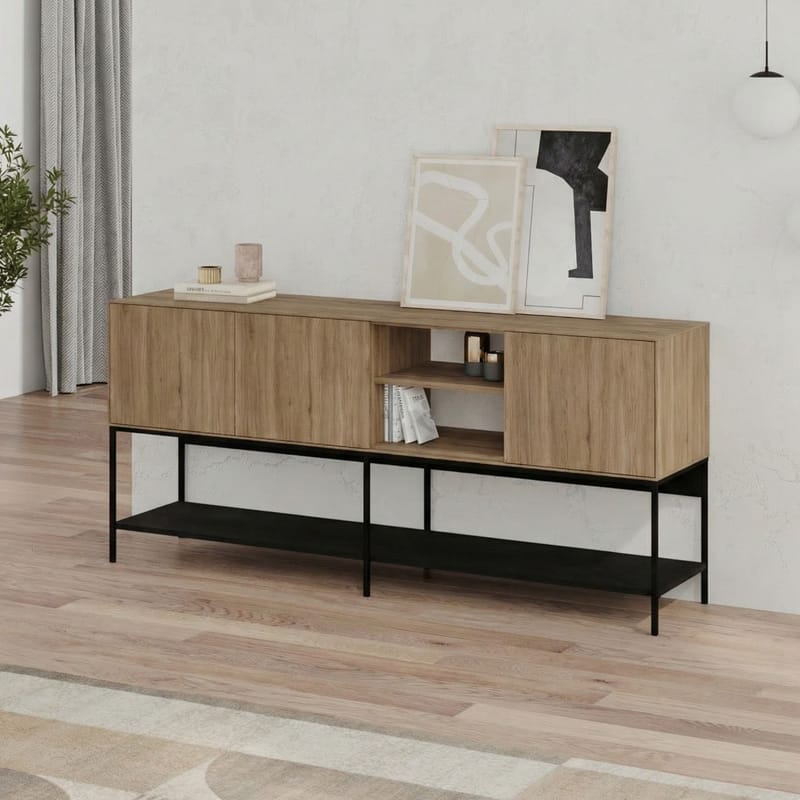 Kenvor Konsol 180x80x40 cm - Naturlig ek, Wood Black, svart - Möbler - Vardagsrum - Soffbord & vardagsrumsbord - Avlastningsbord & konsolbord