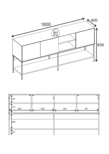 Kenvor Konsol 180x80x40 cm - Naturlig ek, Wood Black, svart - Möbler - Vardagsrum - Soffbord & vardagsrumsbord - Avlastningsbord & konsolbord