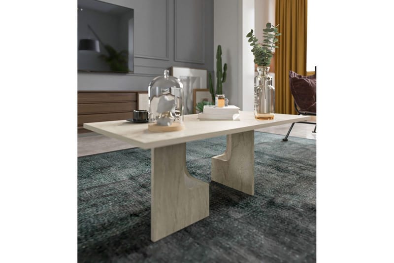 Kiros Rektangulärt Soffbord 104 cm i Trä med Skulpturala Ben - Beige - Möbler - Vardagsrum - Soffbord & vardagsrumsbord - Soffbord