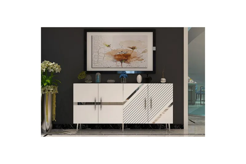 Konsol Bielany Vit / Argentu - Vit / Argentu - Möbler - Vardagsrum - Soffbord & vardagsrumsbord - Avlastningsbord & konsolbord