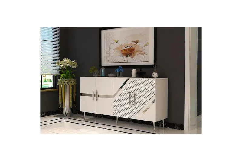 Konsol Bielany Vit / Argentu - Vit / Argentu - Möbler - Vardagsrum - Soffbord & vardagsrumsbord - Avlastningsbord & konsolbord