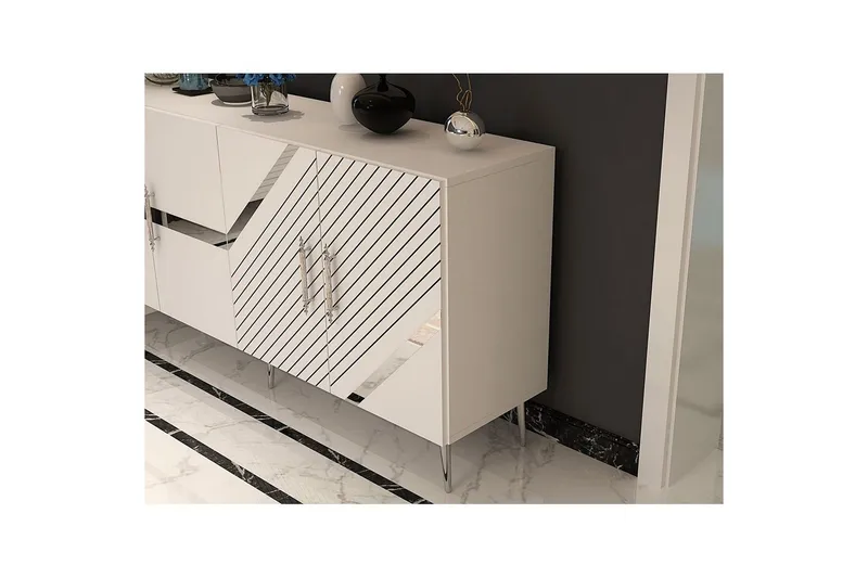 Konsol Bielany Vit / Argentu - Vit / Argentu - Möbler - Vardagsrum - Soffbord & vardagsrumsbord - Avlastningsbord & konsolbord