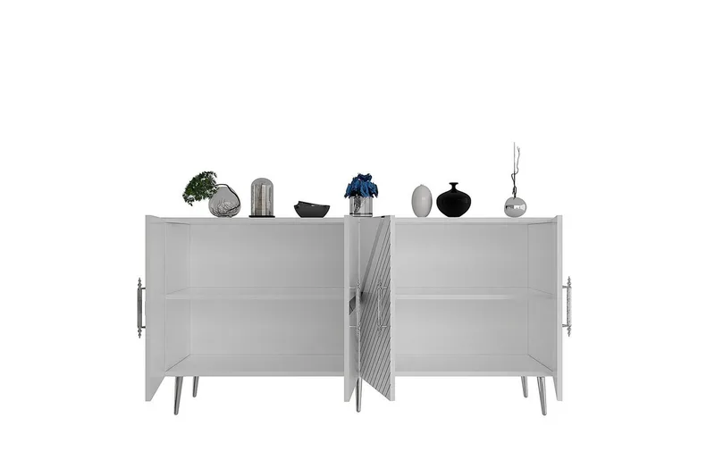 Konsol Bielany Vit / Argentu - Vit / Argentu - Möbler - Vardagsrum - Soffbord & vardagsrumsbord - Avlastningsbord & konsolbord