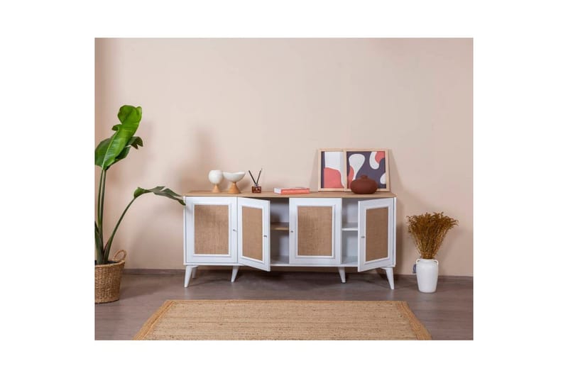 Konsol Jatinder Vit / Ek - Mediumfärgat trä/Vit - Möbler - Vardagsrum - Soffbord & vardagsrumsbord - Avlastningsbord & konsolbord