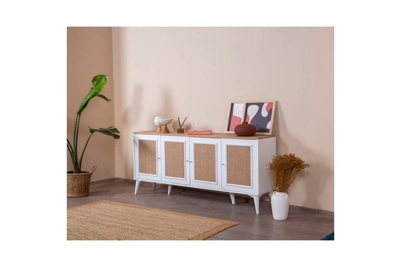 Konsol Jatinder Vit / Ek - Mediumfärgat trä/Vit - Möbler - Vardagsrum - Soffbord & vardagsrumsbord - Avlastningsbord & konsolbord