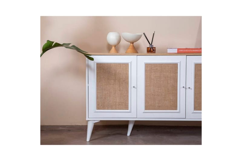 Konsol Jatinder Vit / Ek - Mediumfärgat trä/Vit - Möbler - Vardagsrum - Soffbord & vardagsrumsbord - Avlastningsbord & konsolbord