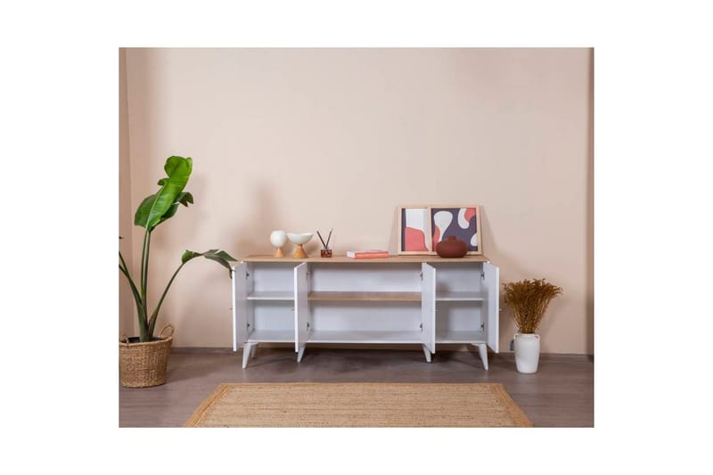 Konsol Jatinder Vit / Ek - Mediumfärgat trä/Vit - Möbler - Vardagsrum - Soffbord & vardagsrumsbord - Avlastningsbord & konsolbord