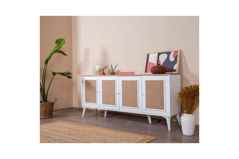 Konsol Jatinder Vit / Ek - Mediumfärgat trä/Vit - Möbler - Vardagsrum - Soffbord & vardagsrumsbord - Avlastningsbord & konsolbord