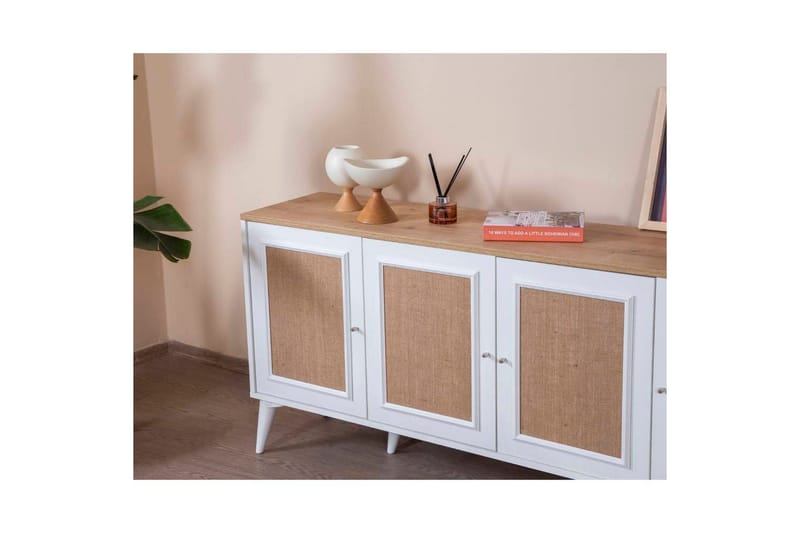 Konsol Jatinder Vit / Ek - Mediumfärgat trä/Vit - Möbler - Vardagsrum - Soffbord & vardagsrumsbord - Avlastningsbord & konsolbord