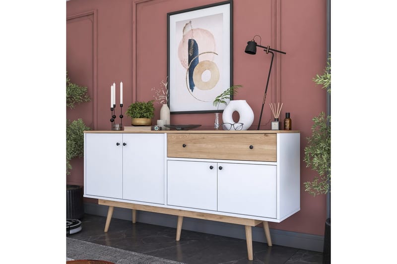 Konsol Miraenis Valnöt / Vit - Mörkbrun/Vit - Möbler - Vardagsrum - Soffbord & vardagsrumsbord - Avlastningsbord & konsolbord