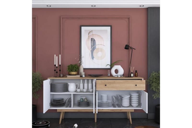 Konsol Miraenis Valnöt / Vit - Mörkbrun/Vit - Möbler - Vardagsrum - Soffbord & vardagsrumsbord - Avlastningsbord & konsolbord