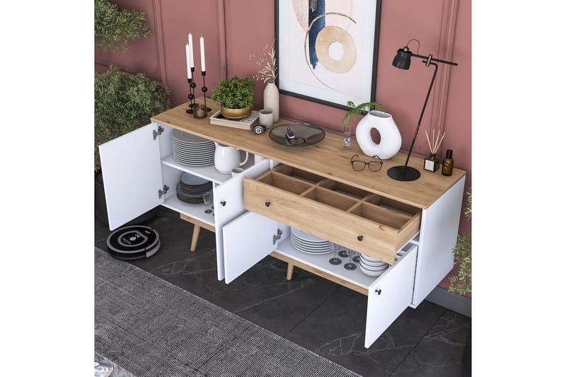 Konsol Miraenis Valnöt / Vit - Mörkbrun/Vit - Möbler - Vardagsrum - Soffbord & vardagsrumsbord - Avlastningsbord & konsolbord