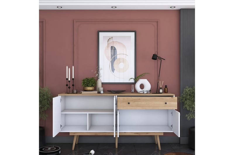 Konsol Miraenis Valnöt / Vit - Mörkbrun/Vit - Möbler - Vardagsrum - Soffbord & vardagsrumsbord - Avlastningsbord & konsolbord