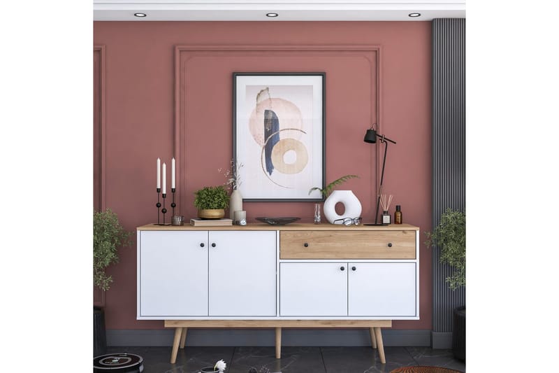 Konsol Miraenis Valnöt / Vit - Mörkbrun/Vit - Möbler - Vardagsrum - Soffbord & vardagsrumsbord - Avlastningsbord & konsolbord