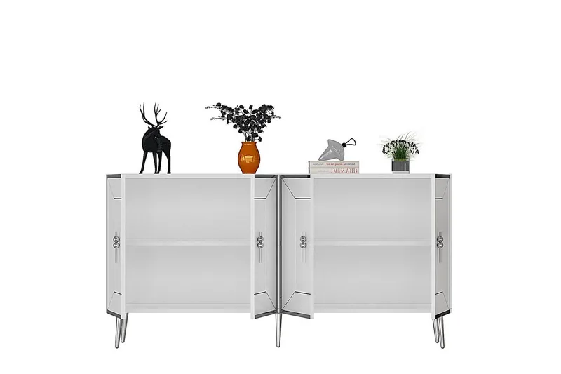 Konsol Virdel Vit / Argentu - Vit / Argentu - Möbler - Vardagsrum - Soffbord & vardagsrumsbord - Avlastningsbord & konsolbord