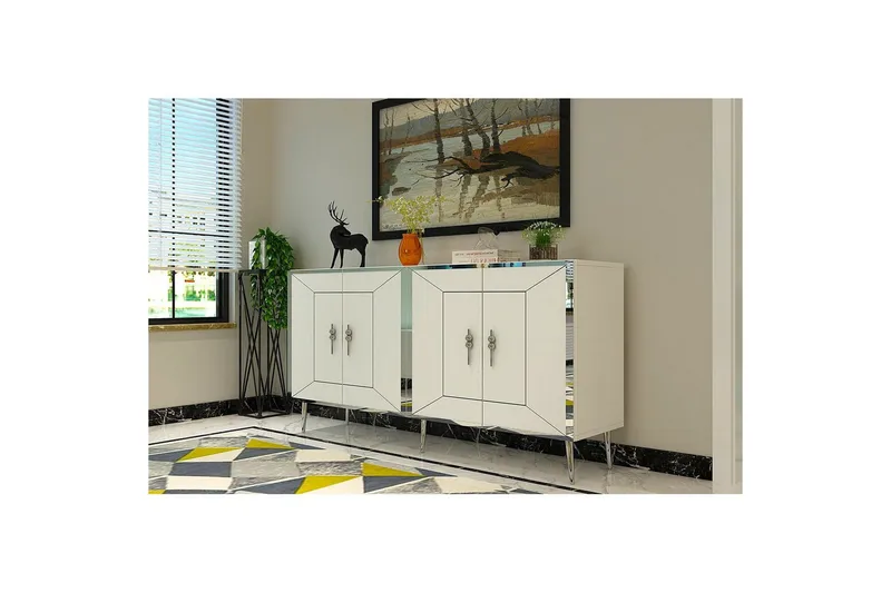 Konsol Virdel Vit / Argentu - Vit / Argentu - Möbler - Vardagsrum - Soffbord & vardagsrumsbord - Avlastningsbord & konsolbord