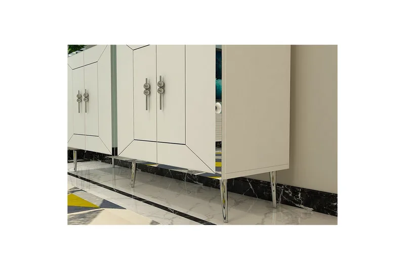 Konsol Virdel Vit / Argentu - Vit / Argentu - Möbler - Vardagsrum - Soffbord & vardagsrumsbord - Avlastningsbord & konsolbord