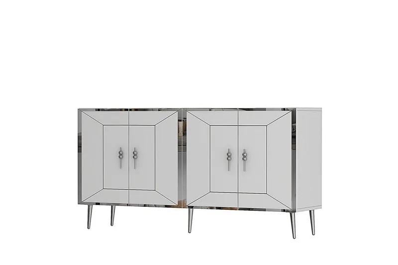 Konsol Virdel Vit / Argentu - Vit / Argentu - Möbler - Vardagsrum - Soffbord & vardagsrumsbord - Avlastningsbord & konsolbord