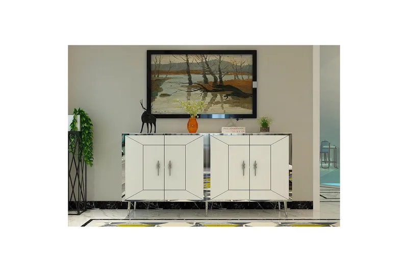 Konsol Virdel Vit / Argentu - Vit / Argentu - Möbler - Vardagsrum - Soffbord & vardagsrumsbord - Avlastningsbord & konsolbord