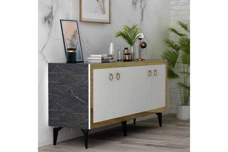 Konsol Petrolla Svart Marmor / Vit / Rany - Svart Marmor / Vit / Rany - Möbler - Vardagsrum - Soffbord & vardagsrumsbord - Avlastningsbord & konsolbord