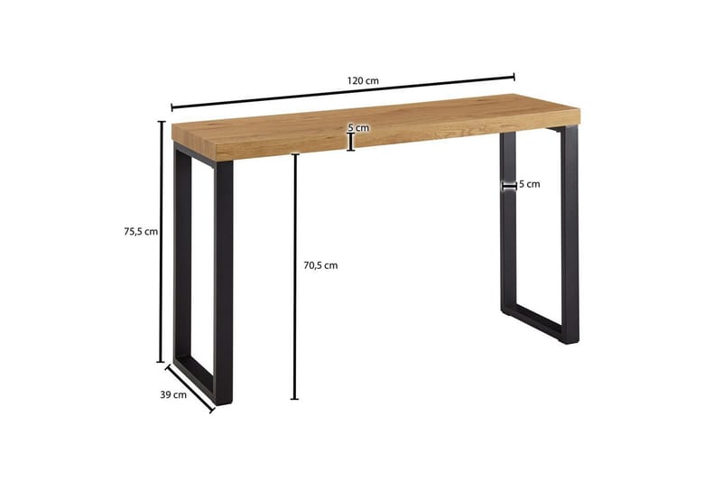 Konsolbord Wohnling 120 cm modern konsol med metallben Brun - Brun - Möbler - Vardagsrum - Soffbord & vardagsrumsbord - Avlastningsbord & konsolbord