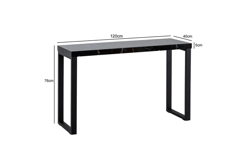 Konsolbord Wohnling 120 cm modern konsol med metallben Svart - Svart - Möbler - Vardagsrum - Soffbord & vardagsrumsbord - Avlastningsbord & konsolbord