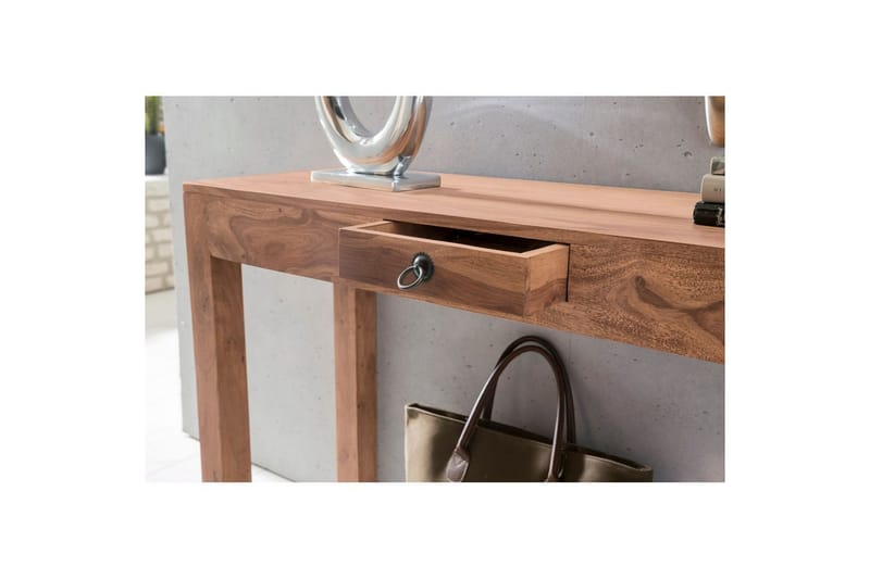 Konsolbord Wohnling massivt trä, 1 låda, lantlig stil Akacia - Akacia - Möbler - Vardagsrum - Soffbord & vardagsrumsbord - Avlastningsbord & konsolbord