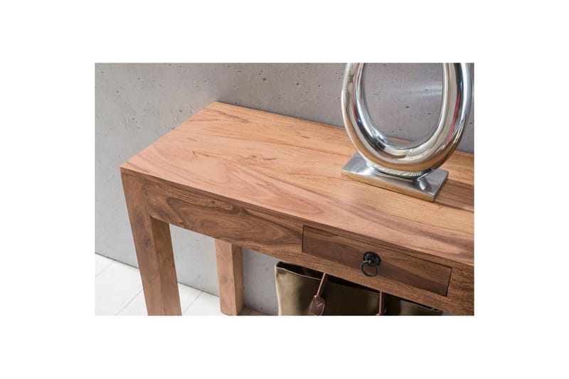 Konsolbord Wohnling massivt trä, 1 låda, lantlig stil Akacia - Akacia - Möbler - Vardagsrum - Soffbord & vardagsrumsbord - Avlastningsbord & konsolbord