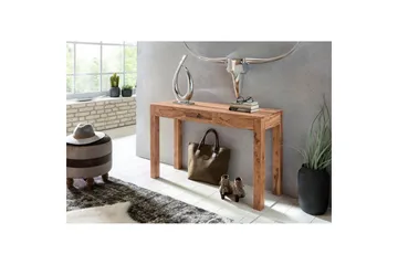 Konsolbord Wohnling massivt trä, 1 låda, lantlig stil Akacia - Akacia - Möbler - Vardagsrum - Soffbord & vardagsrumsbord - Avlastningsbord & konsolbord